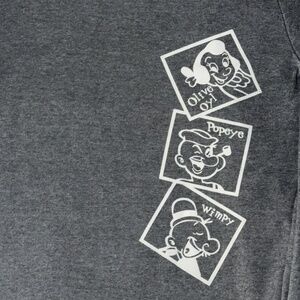 Popeye Olive Oyl Friends Long Sleeve T-Shirt Graphic Heather Grey Retro Cartoon